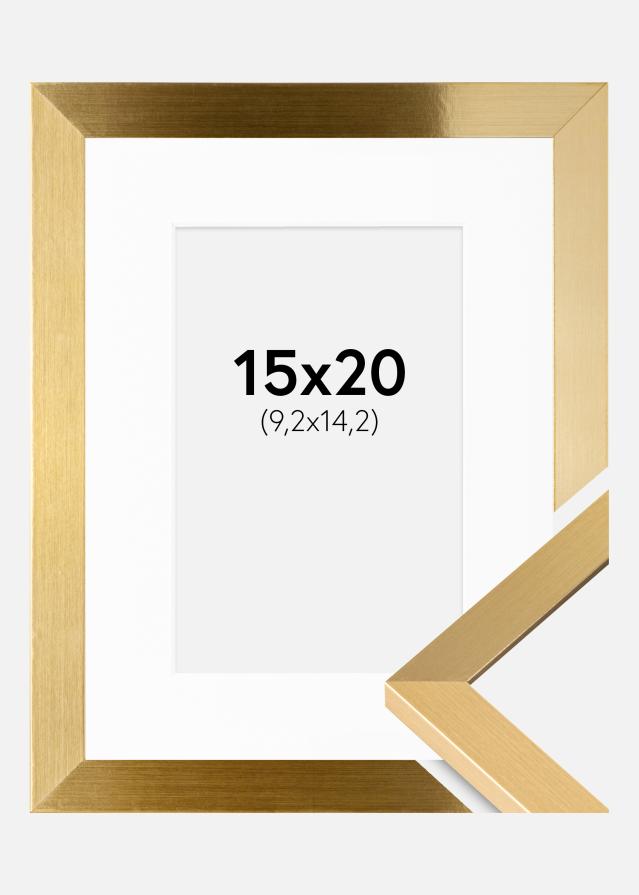 Ram med passepartou Fotolijst Selection Goud 15x20 cm - Passe-partout Wit 4x6 inches