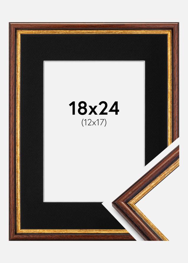 Ram med passepartou Fotolijst Horndal Bruin 18x24 cm - Passe-partout Zwart 13x18 cm
