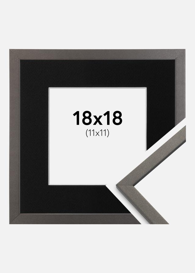 Ram med passepartou Fotolijst Edsbyn Grafiet 18x18 cm - Passe-partout Zwart 12x12 cm