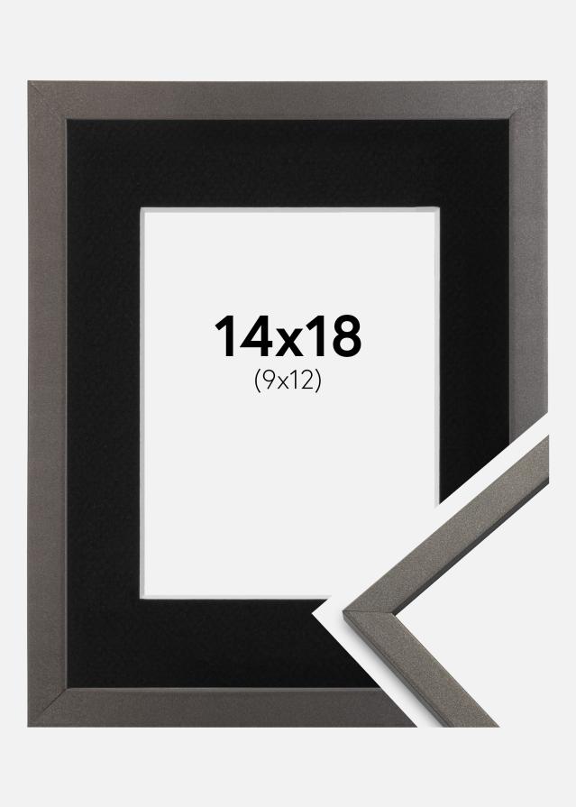 Ram med passepartou Fotolijst Edsbyn Grafiet 14x18 cm - Passe-partout Zwart 10x13 cm