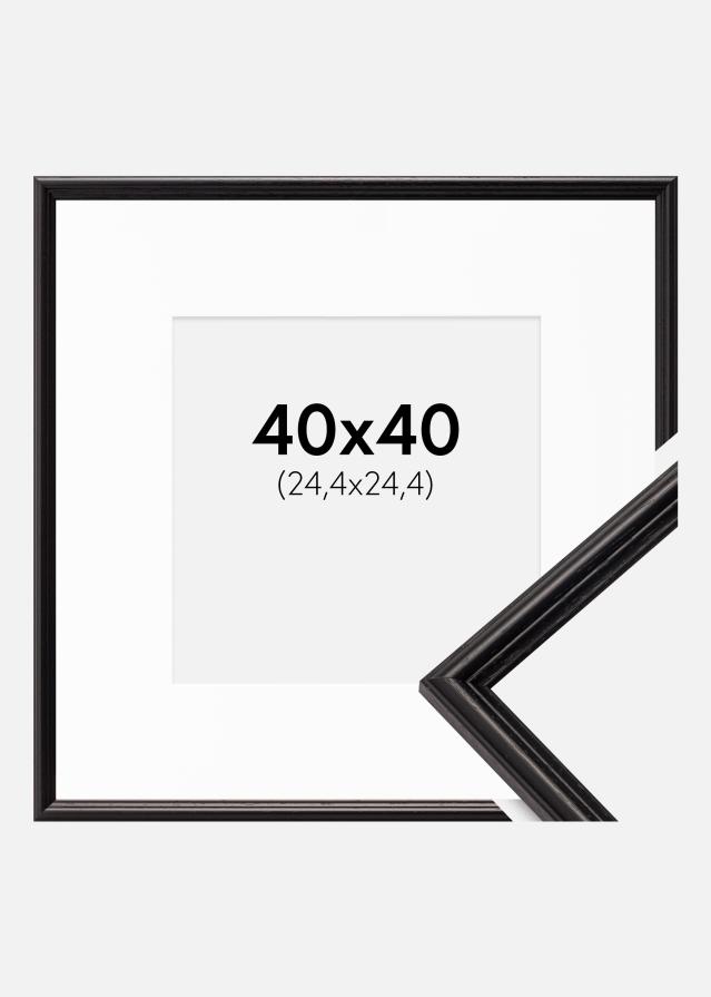 Ram med passepartou Fotolijst Horndal Zwart 40x40 cm - Passe-partout Wit 10x10 inches