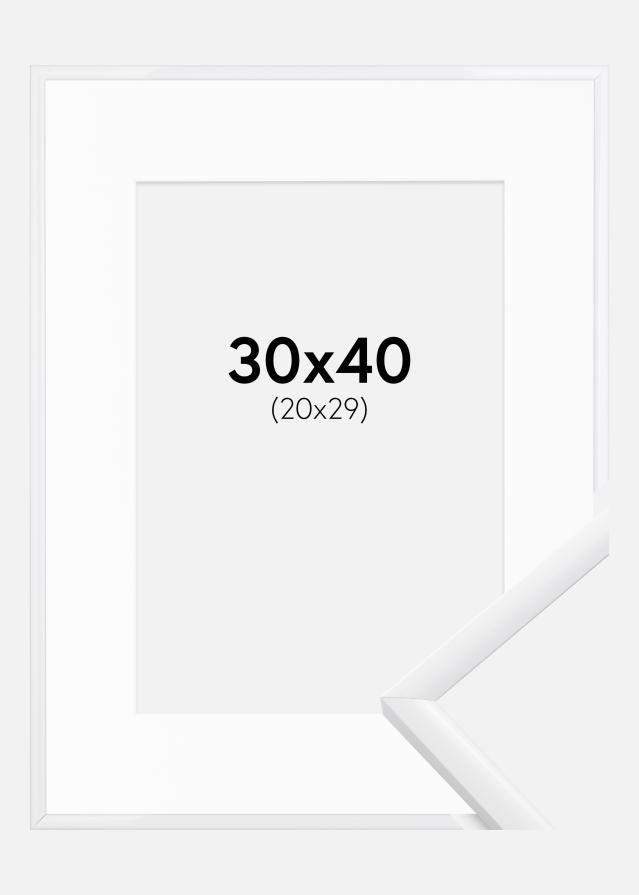 Ram med passepartou Fotolijst New Lifestyle Wit 30x40 cm - Passe-partout Wit 21x30 cm