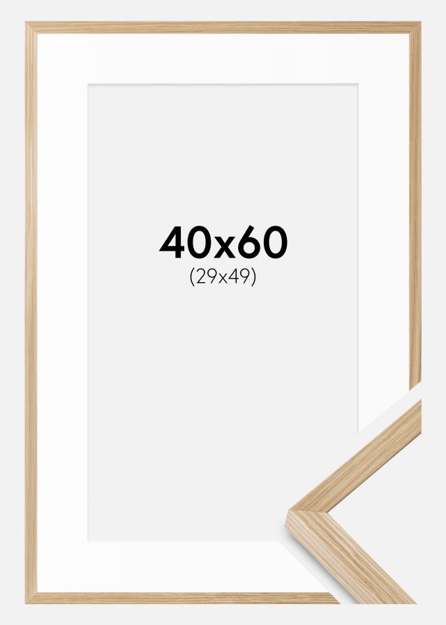 Ram med passepartou Fotolijst Soul Oak Veneer 40x60 cm - Passe-partout Wit 30x50 cm