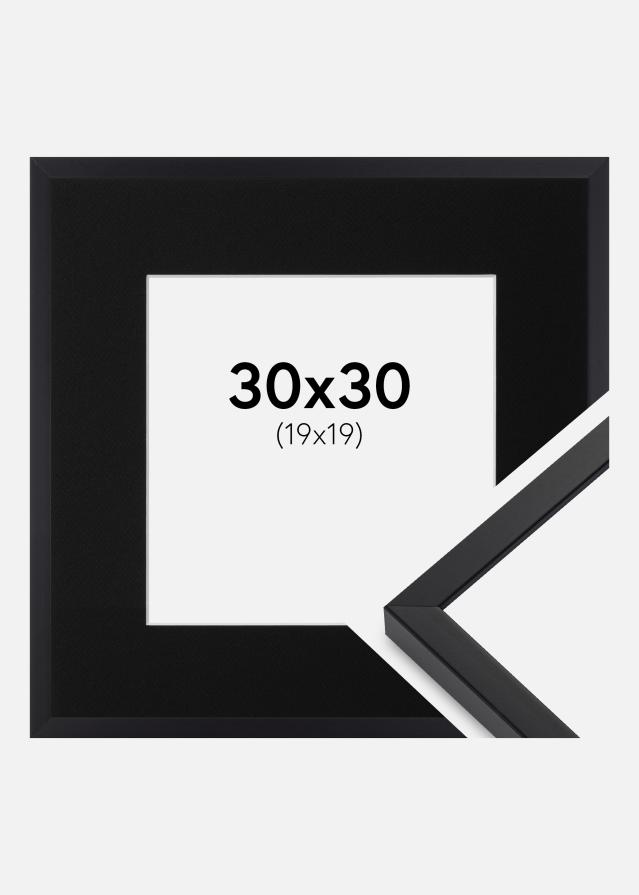 Ram med passepartou Fotolijst E-Line Zwart 30x30 cm - Passe-partout Zwart 20x20 cm
