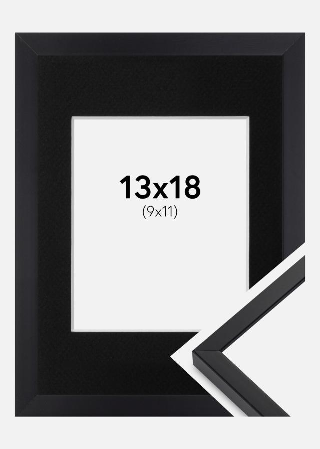 Ram med passepartou Fotolijst E-Line Zwart 13x18 cm - Passe-partout Zwart 10x12 cm