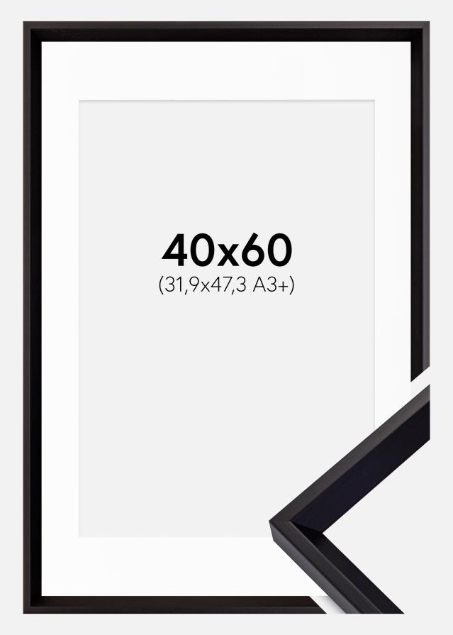 Ram med passepartou Fotolijst Globe Zwart 40x60 cm - Passe-partout Wit 32,9x48,3 cm (A3+)