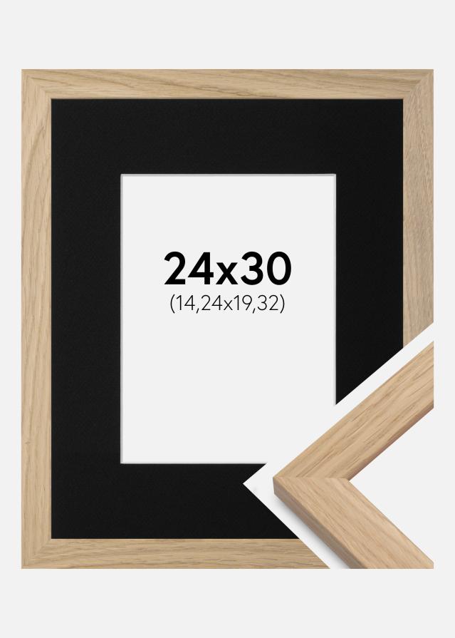 Ram med passepartou Fotolijst Oak Wood 24x30 cm - Passe-partout Zwart 6x8 inches
