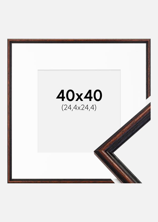 Ram med passepartou Fotolijst Horndal Walnoot 40x40 cm - Passe-partout Wit 10x10 inches