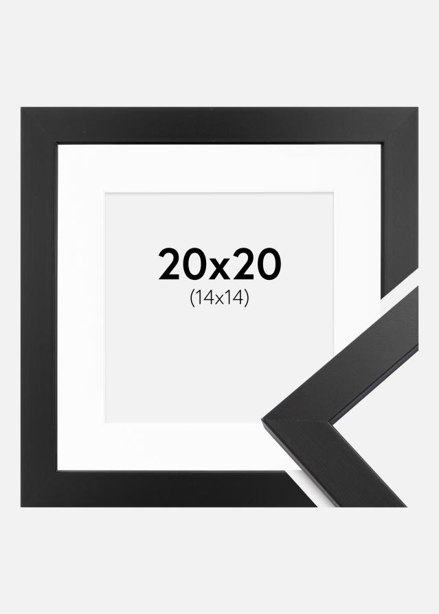 Ram med passepartou Fotolijst Black Wood 20x20 cm - Passe-partout Wit 15x15 cm