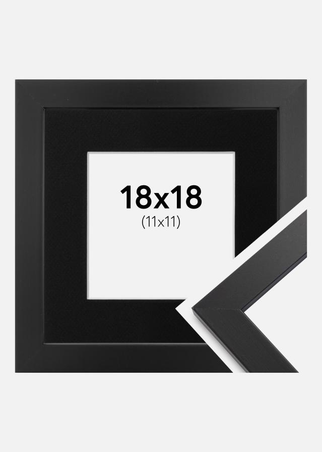Ram med passepartou Fotolijst Black Wood 18x18 cm - Passe-partout Zwart 12x12 cm