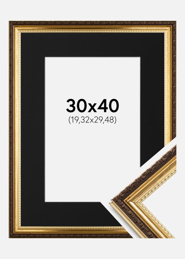 Ram med passepartou Fotolijst Abisko Goud 30x40 cm - Passe-partout Zwart 8x12 inches