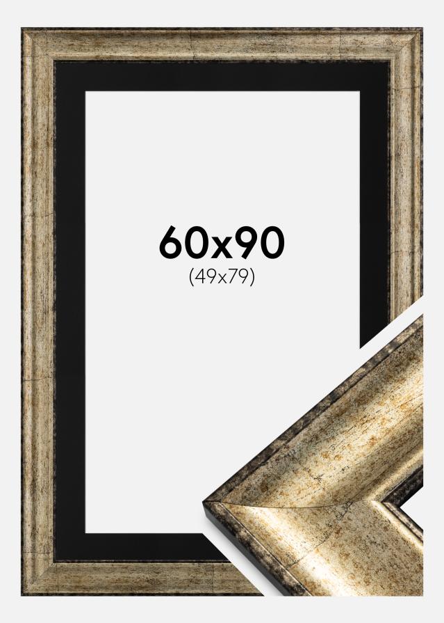 Ram med passepartou Fotolijst Saltsjöbaden Antiek Goud 60x90 cm - Passe-partout Zwart 50x80 cm