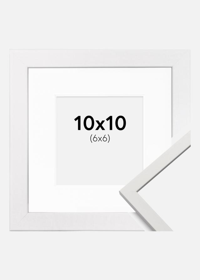 Ram med passepartou Fotolijst Edsbyn Wit 10x10 cm - Passe-partout Wit 7x7 cm