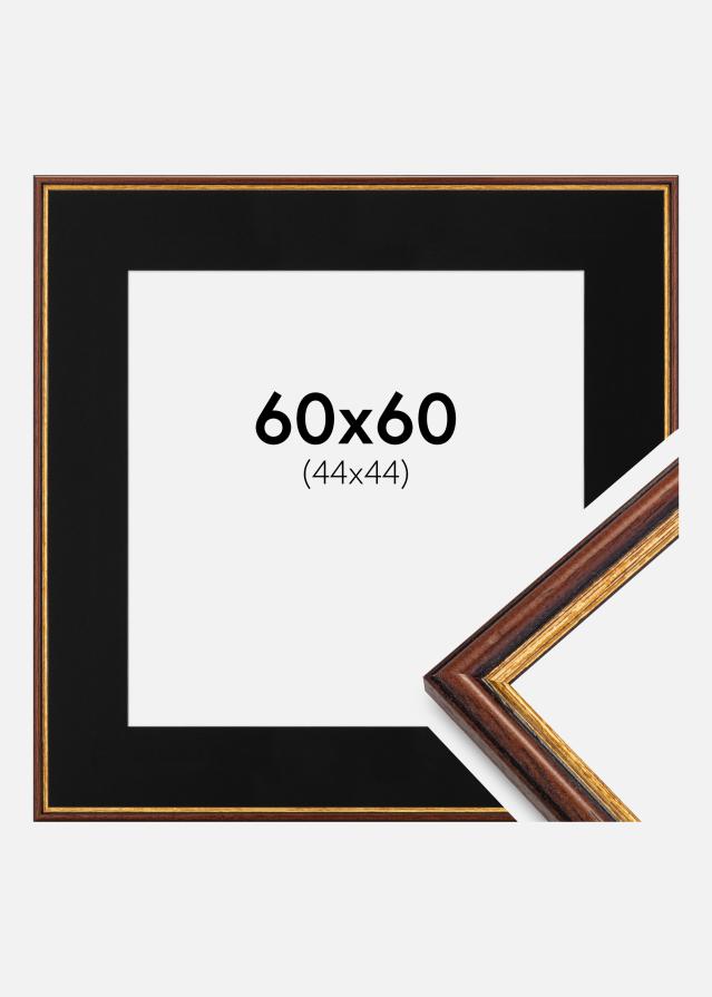 Ram med passepartou Fotolijst Horndal Bruin 60x60 cm - Passe-partout Zwart 45x45 cm