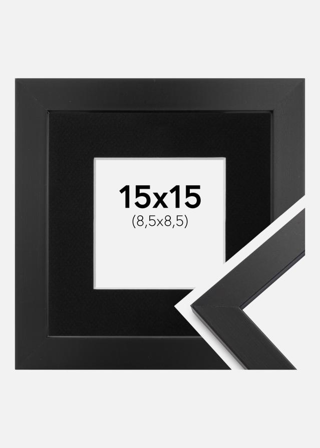 Ram med passepartou Fotolijst Black Wood 15x15 cm - Passe-partout Zwart 9x9 cm