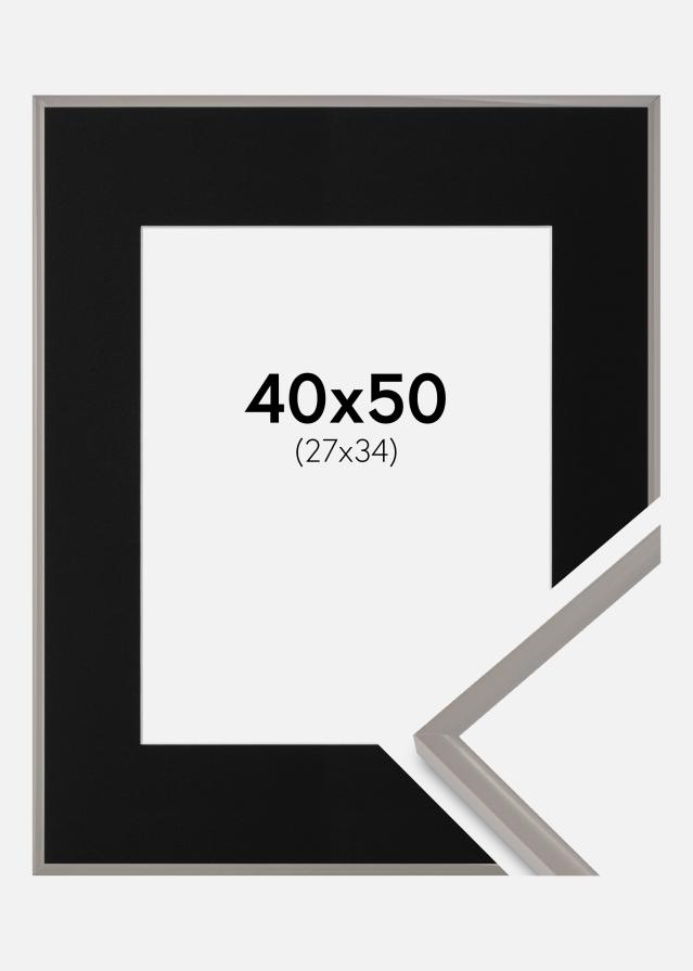 Ram med passepartou Fotolijst New Lifestyle Earth Grey 40x50 cm - Passe-partout Zwart 28x35 cm