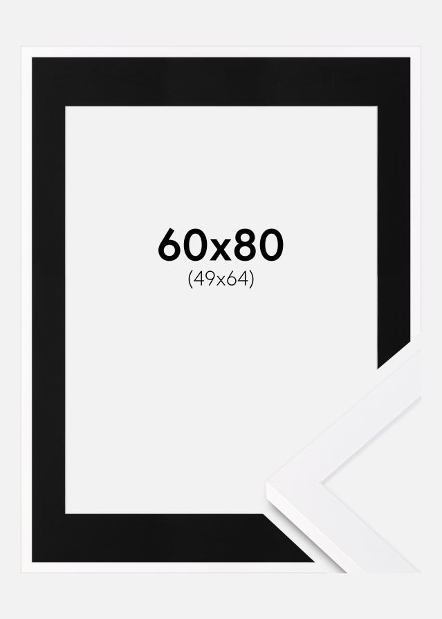 Ram med passepartou Fotolijst Selection Wit 60x80 cm - Passe-partout Zwart 50x65 cm