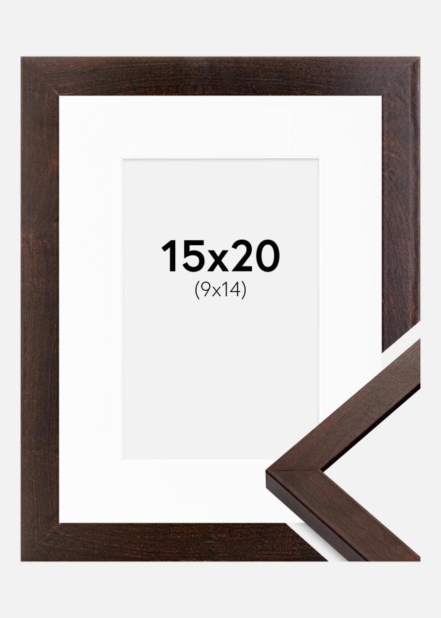Ram med passepartou Fotolijst Selection Walnoot 15x20 cm - Passe-partout Wit 10x15 cm
