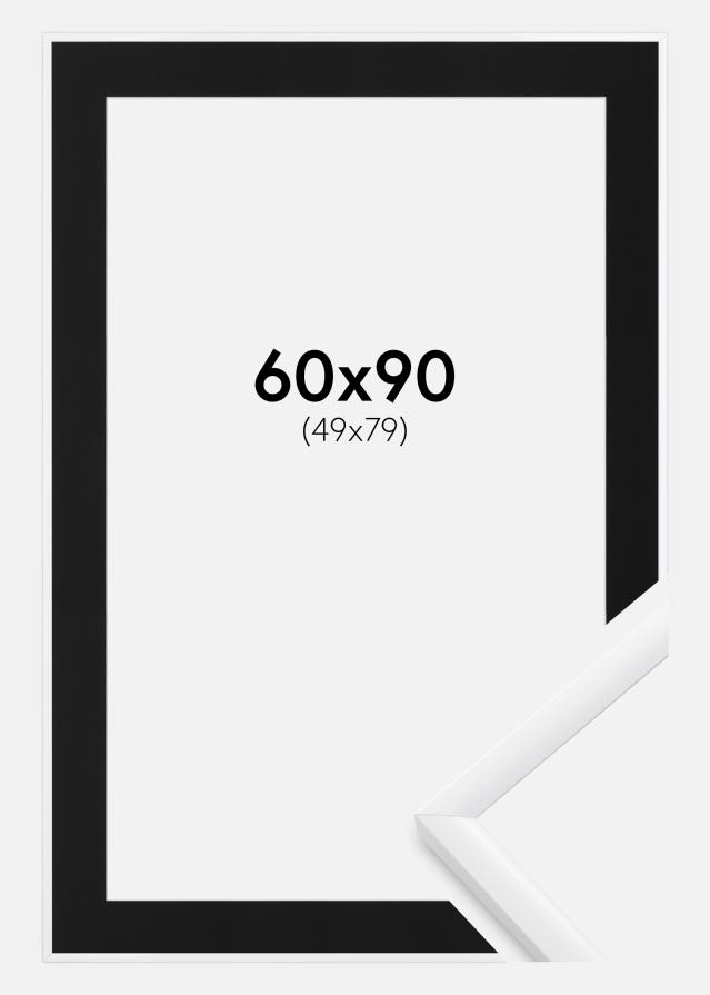 Ram med passepartou Fotolijst New Lifestyle Wit 60x90 cm - Passe-partout Zwart 50x80 cm