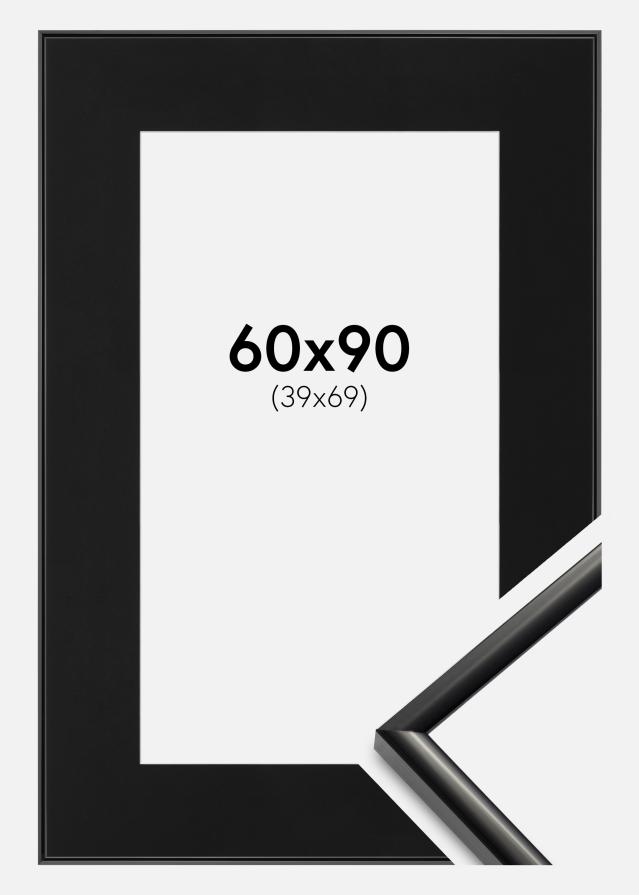 Ram med passepartou Fotolijst New Lifestyle Zwart 60x90 cm - Passe-partout Zwart 40x70 cm