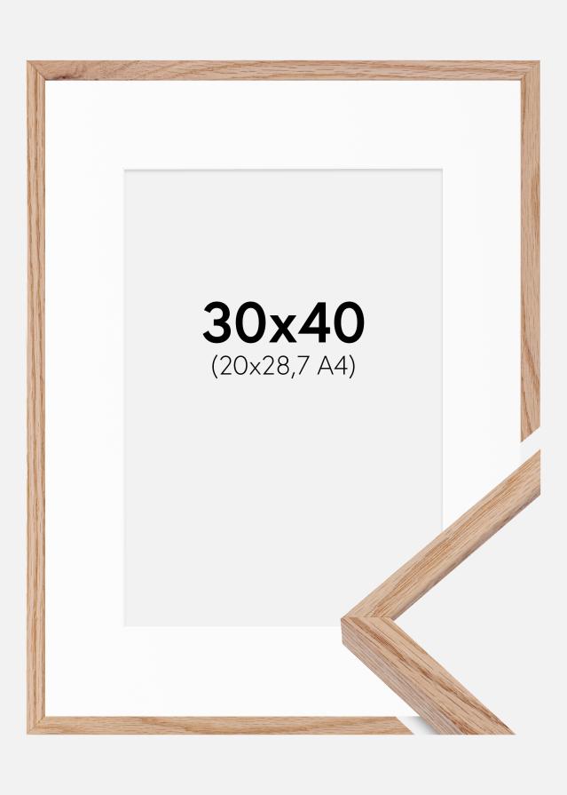 Ram med passepartou Fotolijst E-Line Eiken 30x40 cm - Passe-partout Wit 21x29,7 cm (A4)