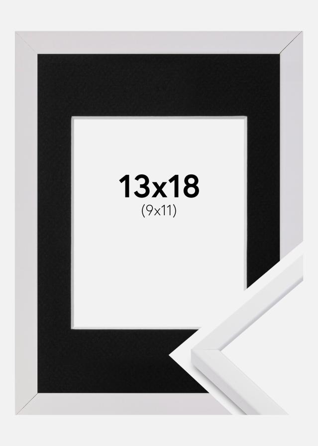 Ram med passepartou Fotolijst E-Line Wit 13x18 cm - Passe-partout Zwart 10x12 cm