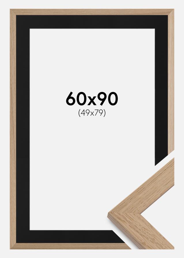 Ram med passepartou Fotolijst Trendline Eiken 60x90 cm - Passe-partout Zwart 50x75 cm