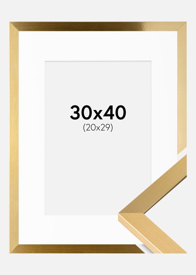 Ram med passepartou Fotolijst Selection Goud 30x40 cm - Passe-partout Wit 21x30 cm