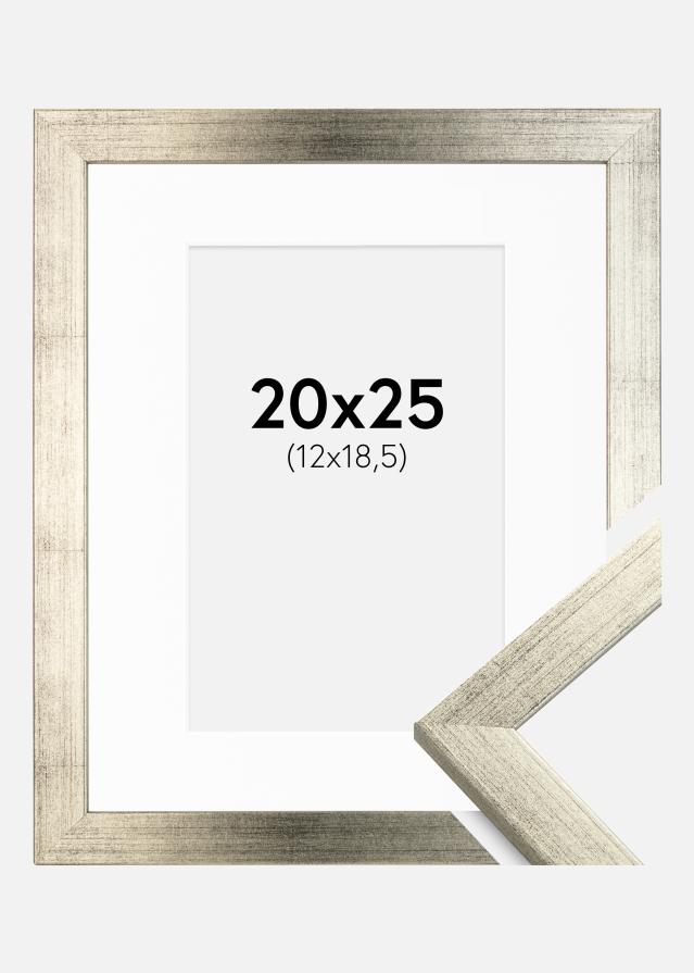 Ram med passepartou Fotolijst Stilren Zilver 20x25 cm - Passe-partout Wit 13x19,5 cm