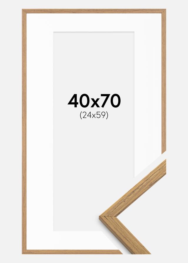 Ram med passepartou Fotolijst Edsbyn Teak 40x70 cm - Passe-partout Wit 25x60 cm