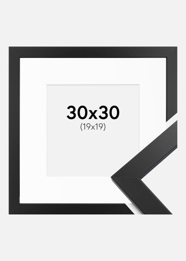 Ram med passepartou Fotolijst Black Wood 30x30 cm - Passe-partout Wit 20x20 cm