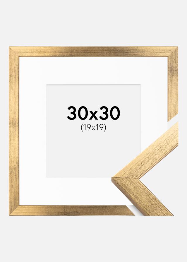 Ram med passepartou Fotolijst Stilren Goud 30x30 cm - Passe-partout Wit 20x20 cm