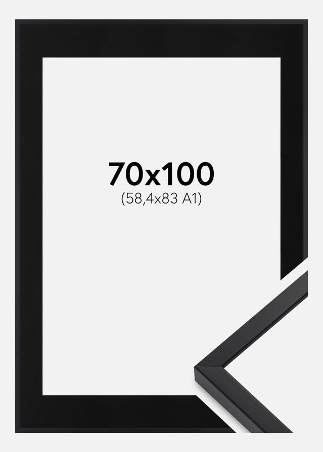 Ram med passepartou Fotolijst E-Line Zwart 70x100 cm - Passe-partout Zwart 59,4x84 cm