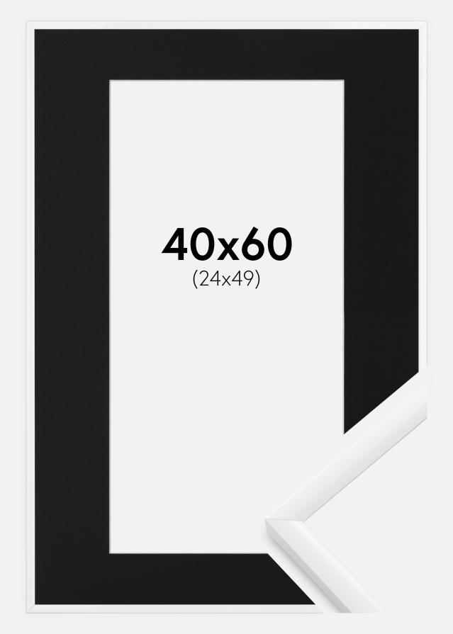 Ram med passepartou Fotolijst New Lifestyle Wit 40x60 cm - Passe-partout Zwart 25x50 cm