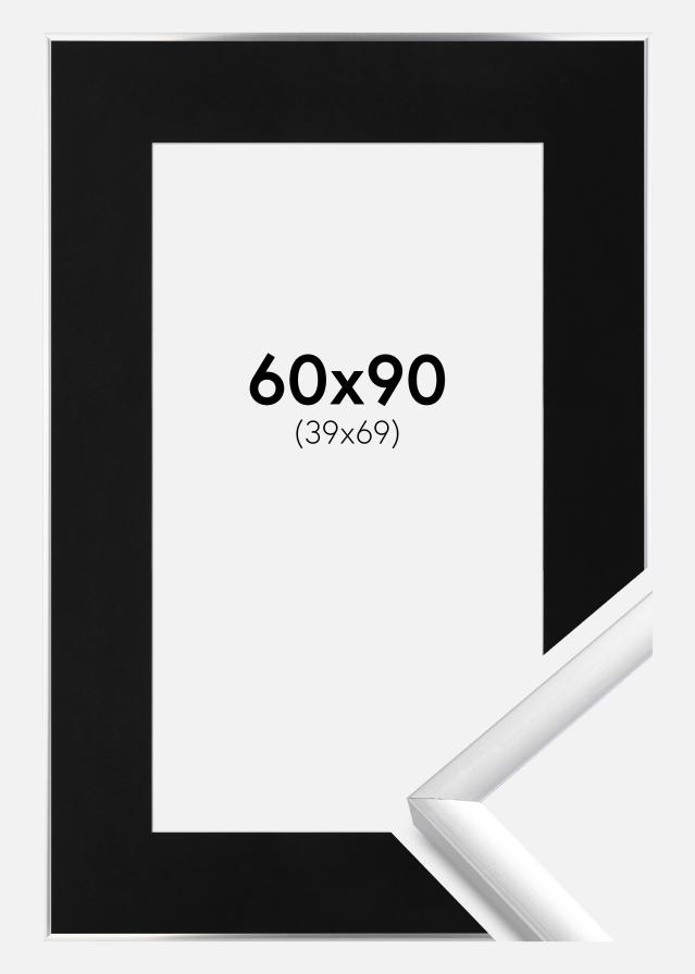 Ram med passepartou Fotolijst New Lifestyle Zilver 60x90 cm - Passe-partout Zwart 40x70 cm
