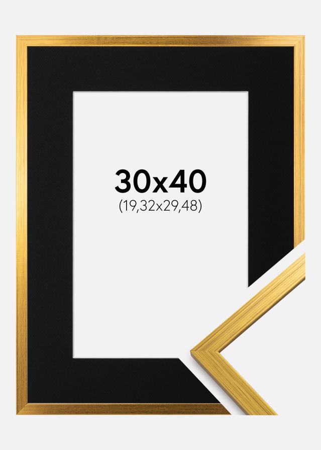 Ram med passepartou Fotolijst Edsbyn Goud 30x40 cm - Passe-partout Zwart 8x12 inches