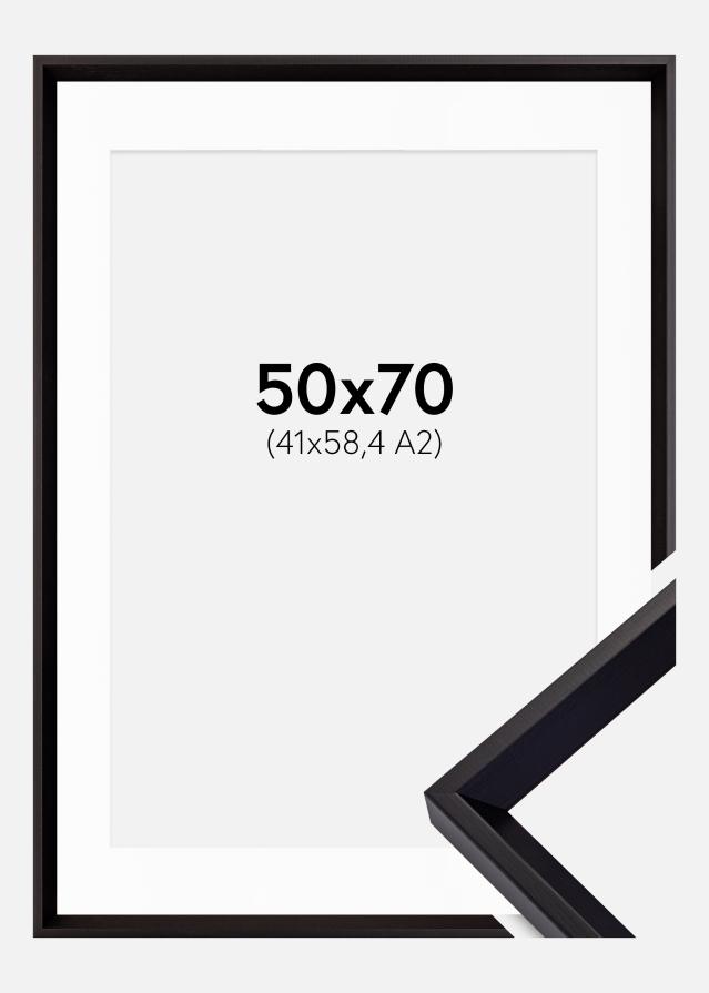 Ram med passepartou Fotolijst Globe Zwart 50x70 cm - Passe-partout Wit 42x59,4 cm (A2)