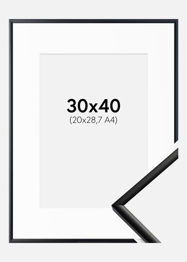 Ram med passepartou Fotolijst New Lifestyle Mat Zwart 30x40 cm - Passe-partout Wit 21x29,7 cm (A4)