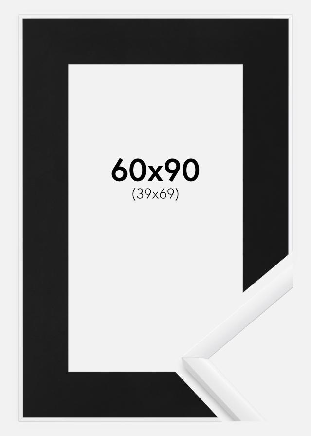 Ram med passepartou Fotolijst New Lifestyle Wit 60x90 cm - Passe-partout Zwart 40x70 cm