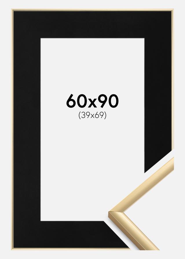 Ram med passepartou Fotolijst New Lifestyle Goud 60x90 cm - Passe-partout Zwart 40x70 cm