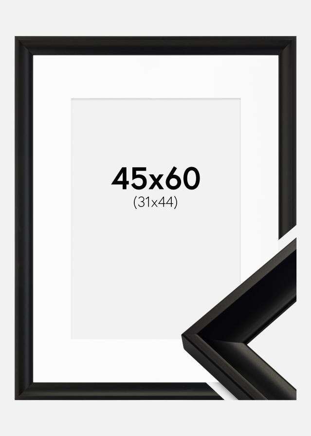 Ram med passepartou Fotolijst Öjaren Zwart 45x60 cm - Passe-partout Wit 32x45 cm