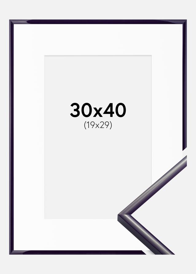 Ram med passepartou Fotolijst New Lifestyle Donkerpaars 30x40 cm - Passe-partout Wit 20x30 cm