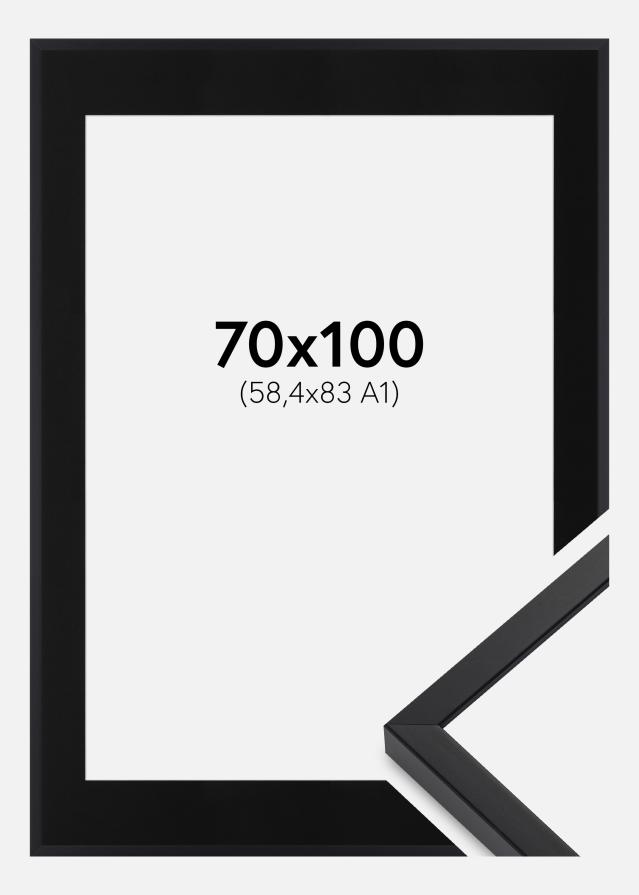 Ram med passepartou Fotolijst E-Line Wide Zwart 70x100 cm - Passe-partout Zwart 59,4x84 cm