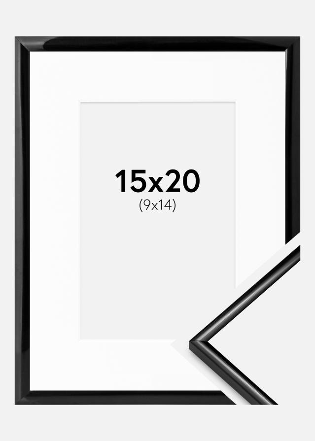Ram med passepartou Fotolijst Scandi Zwart 15x20 cm - Passe-partout Wit 10x15 cm