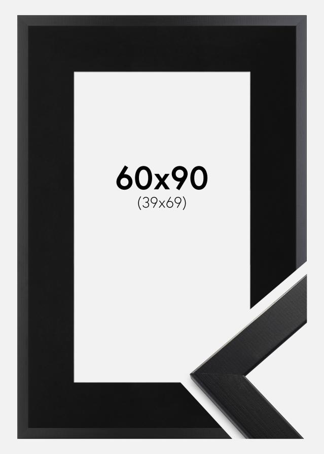 Ram med passepartou Fotolijst Trendline Zwart 60x90 cm - Passe-partout Zwart 40x70 cm