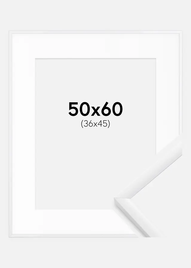 Ram med passepartou Fotolijst New Lifestyle Wit 50x60 cm - Passe-partout Wit 37x46 cm