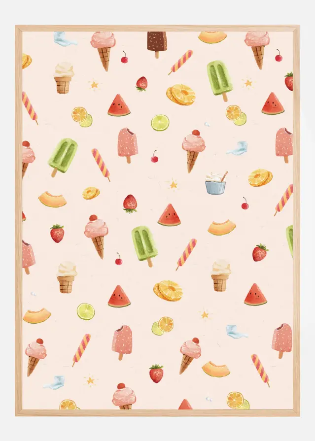 Bildverkstad Sweet Ice Cream Pattern Poster