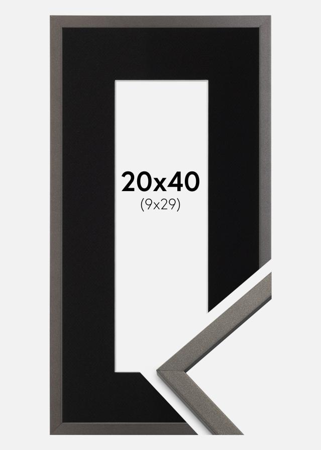 Ram med passepartou Fotolijst Edsbyn Grafiet 20x40 cm - Passe-partout Zwart 10x30 cm
