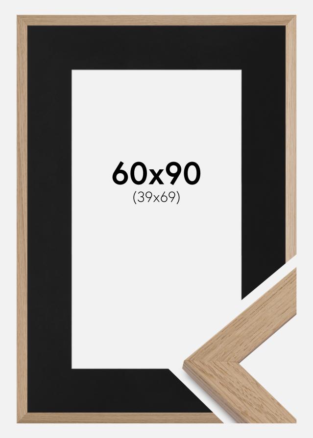 Ram med passepartou Fotolijst Trendline Eiken 60x90 cm - Passe-partout Zwart 50x80 cm
