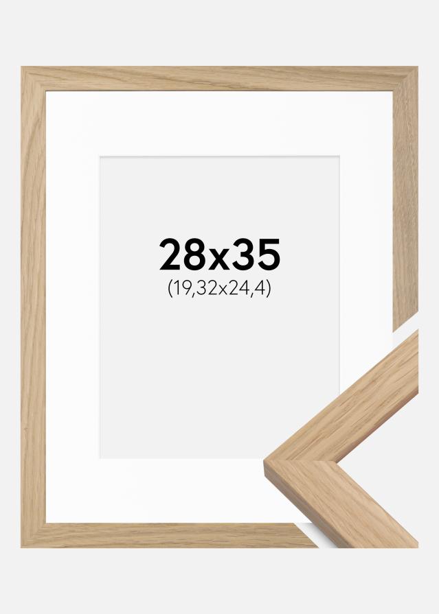 Ram med passepartou Fotolijst Oak Wood 28x35 cm - Passe-partout Wit 8x10 inches